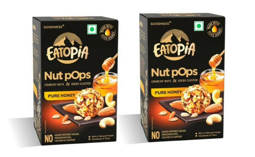 Eatopia Nut Pops Crunchy Nuts & Seeds Cluster - Pure Honey | Grocsy