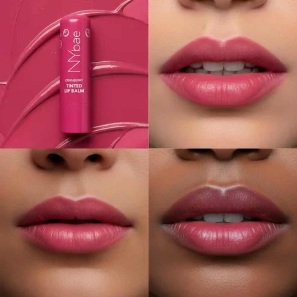 NY Bae Cranberry Tinted Lip Balm with SPF 22 Rich Berry Pink Tint | Grocsy