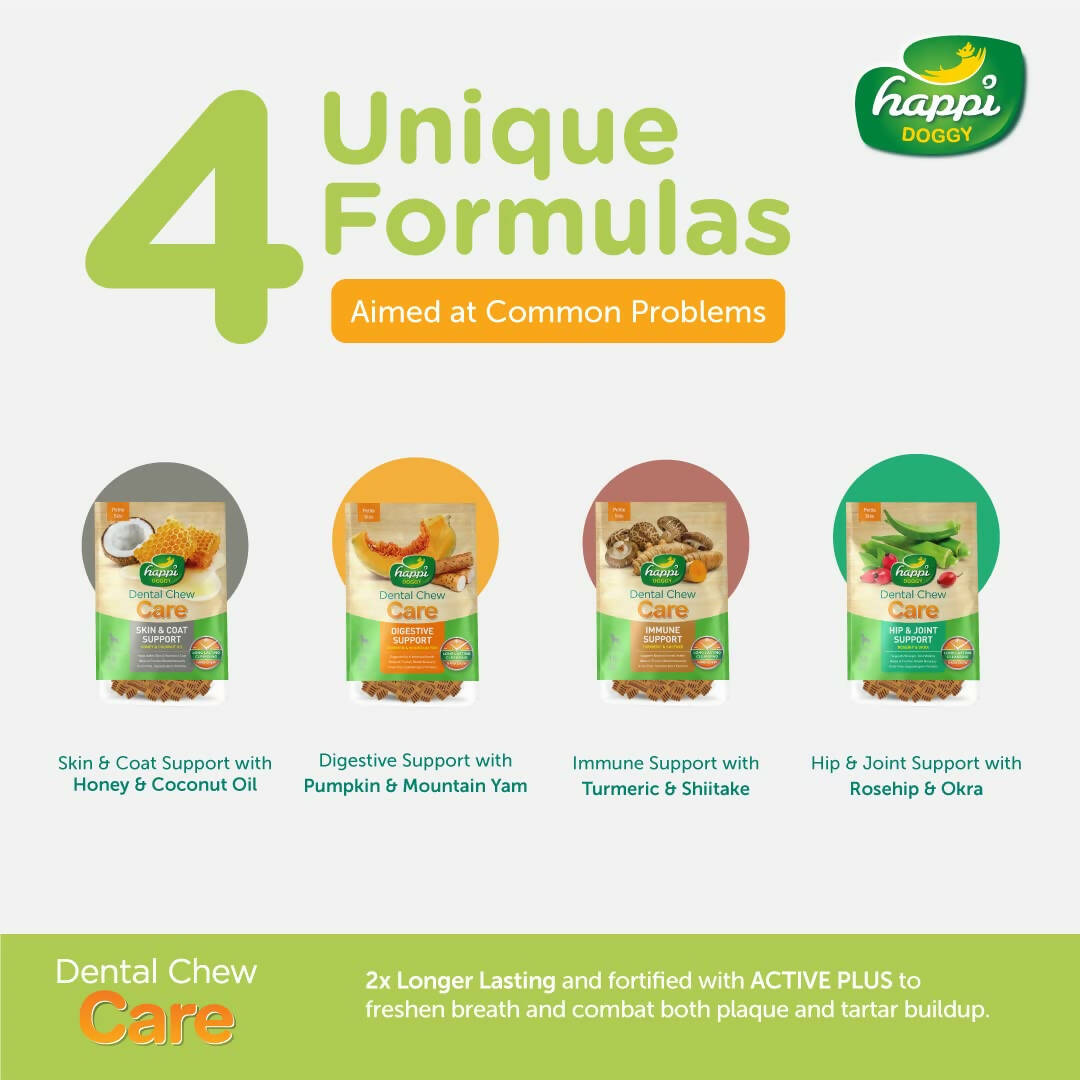 Happi Doggy Dental Chew Care Immune Support Turmeric & Shiitake | Grocsy