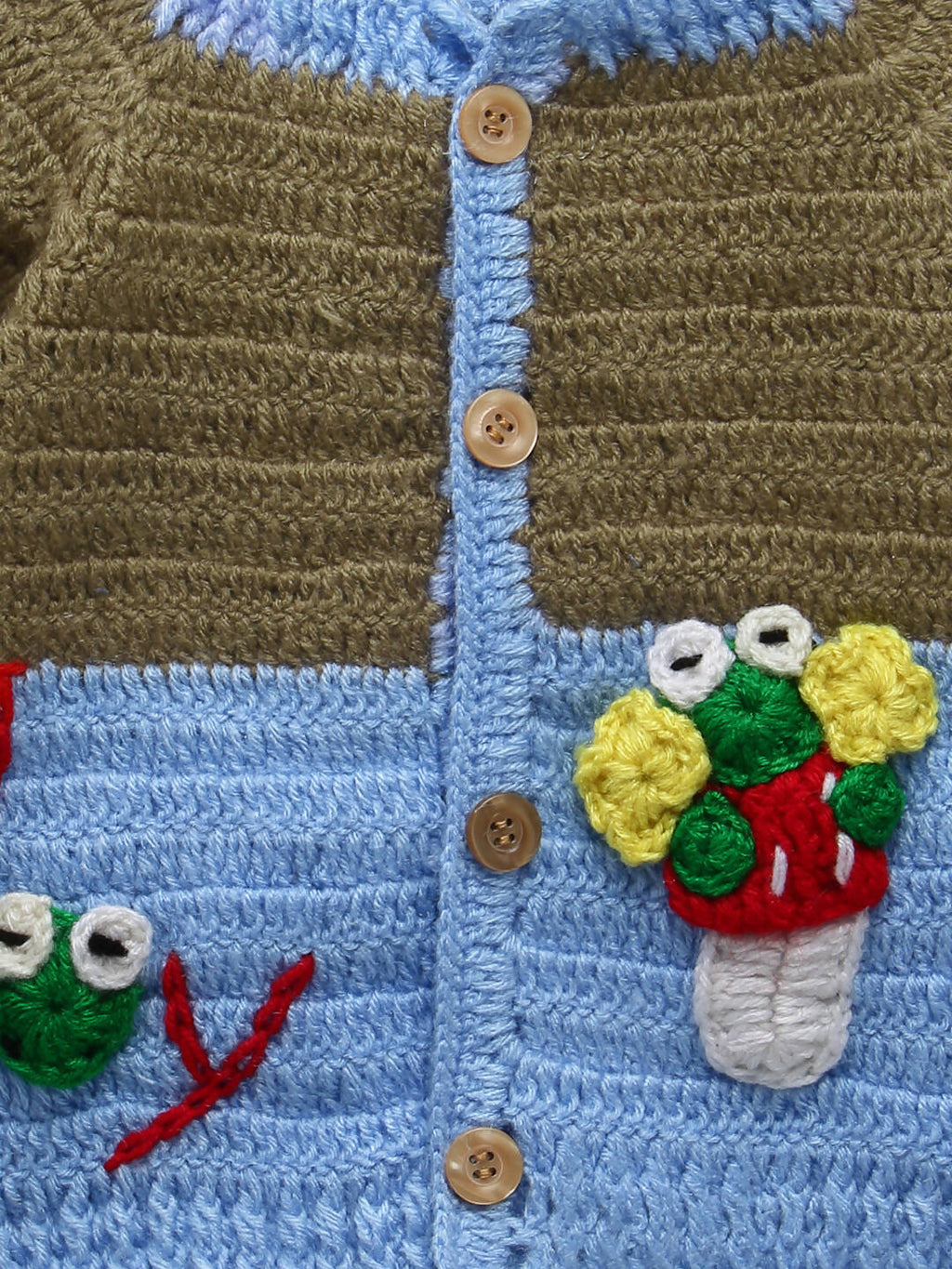 Chutput Kids Blue Coloured Solid Pullover with Applique Detail | Grocsy