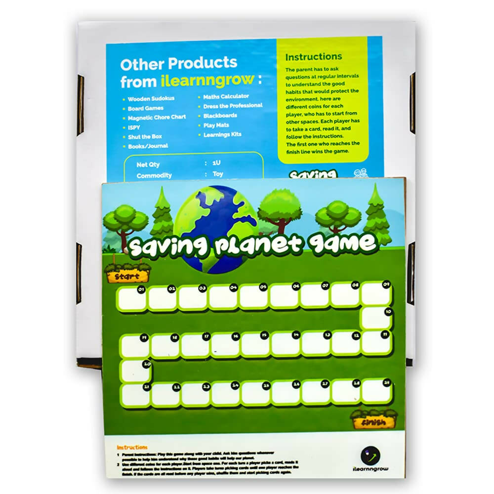 ilearnngrow Saving The Planet Board Game (Size: 10x10x1) Made by MDF Board Game for 3 - 10 years | Grocsy