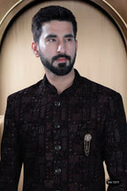 Joban Fashion Men's Blue Base (Multi-Colour) Velvet Kurta with Pyjama | Grocsy