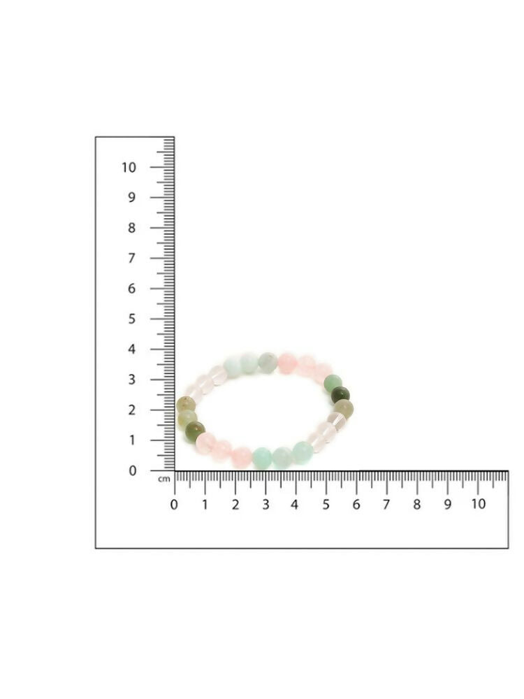 Green Avanturine, Clear Quarts, Amethyst Multicoloued Pastel Shade Crystal Bracelet - Ruby Raang | Grocsy
