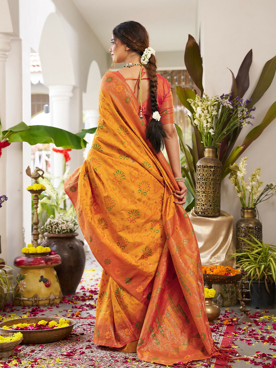 Shree Shyam Fashion Yellow Soft Silk Saree | Grocsy