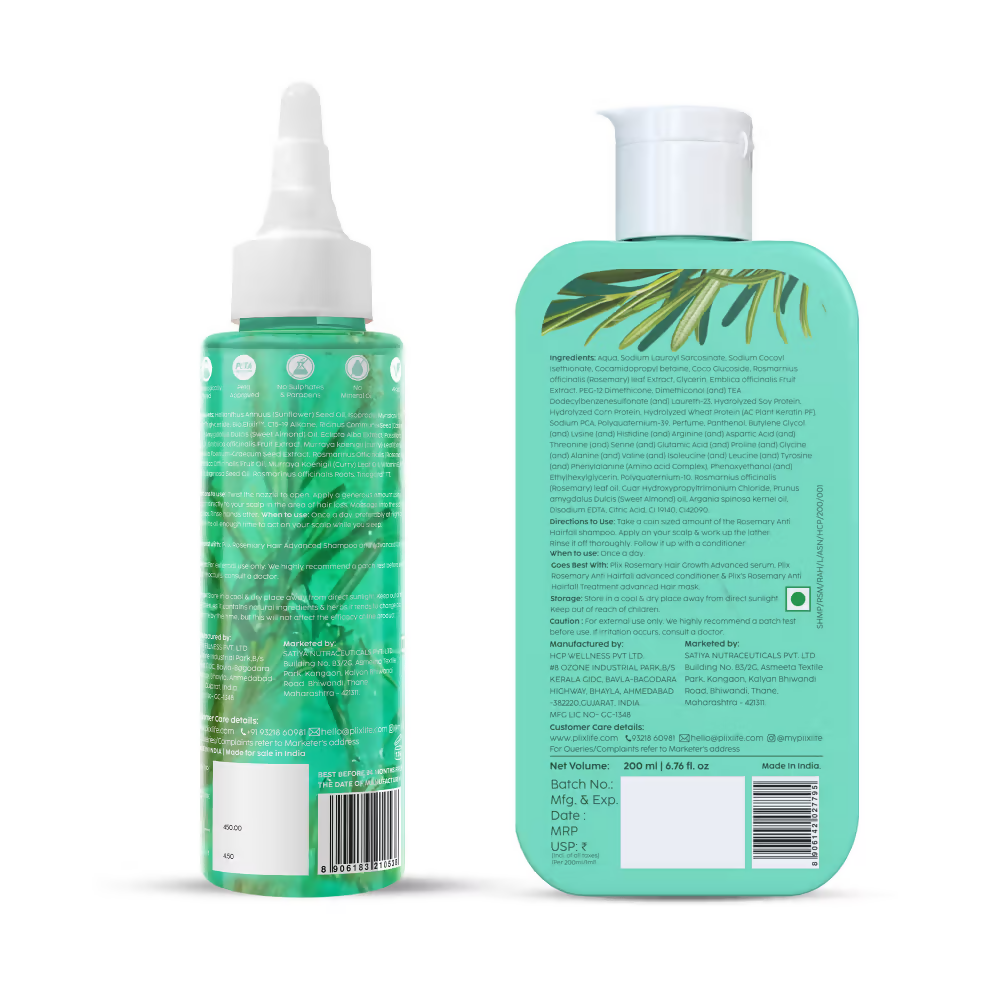 PLIX The Plant Fix Rosemary Hair Growth Advanced Hair Oil & Anti Hairfall Advance Shampoo | Grocsy