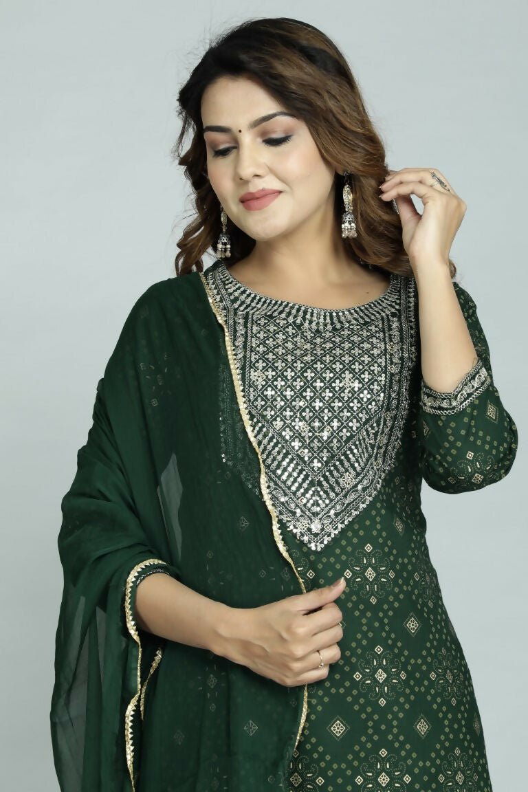 Alvano Women's Attractive And Stylish Rayon A Line Kurta With Pant And Dupatta | Grocsy