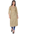 Kanoor Women's goldcotton straight kurti | Grocsy