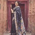 DEIANA'S Beautiful Designer Golden zari Soft Lichi Silk Saree - Black | Grocsy