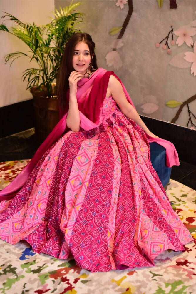 Partywear Designer Light Coral Pure Maslin Gown - Anbazaar | Grocsy