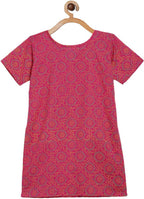 Ahalyaa Magenta Cotton Printed Kids Kurta Sharara Set With Dupatta For Girls | Grocsy