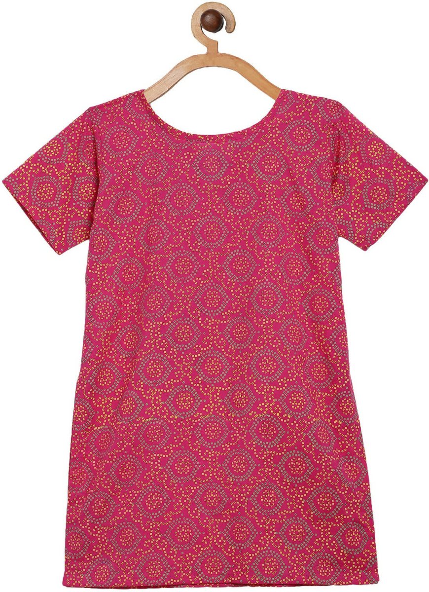 Ahalyaa Magenta Cotton Printed Kids Kurta Sharara Set With Dupatta For Girls | Grocsy