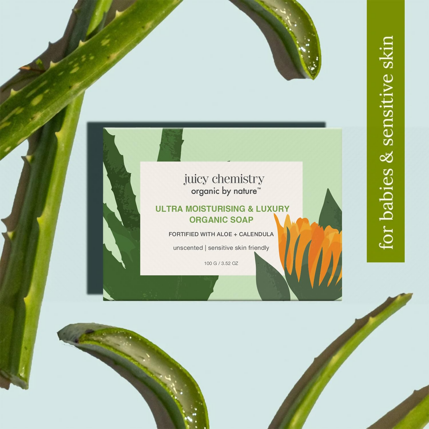 Juicy Chemistry Ultra-Moisturising & Luxurious Organic Soaps, Aloe & Calendula | Grocsy