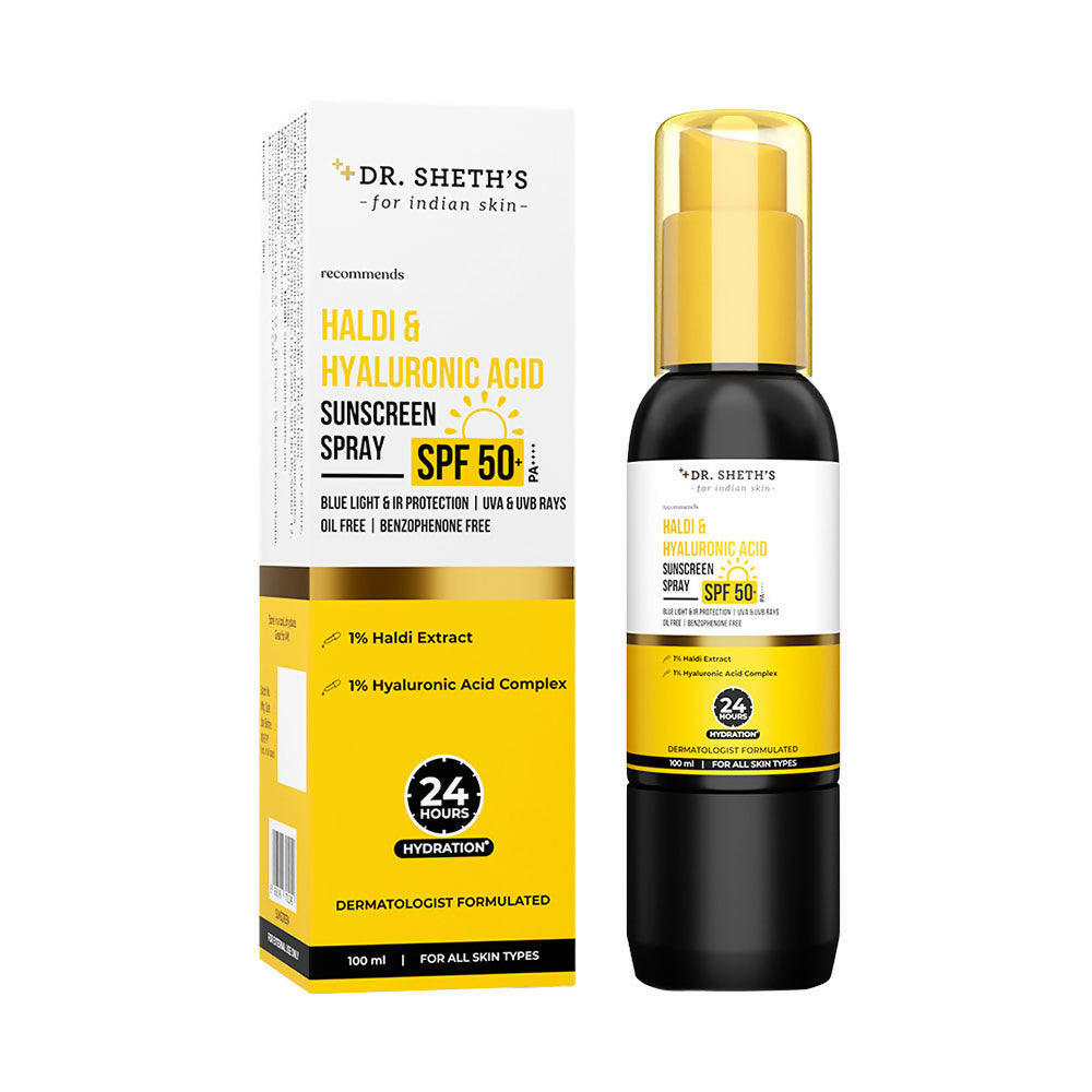 Dr. Sheth's Haldi & Hyaluronic Acid Sunscreen Spray SPF 50+ PA++++ | Grocsy