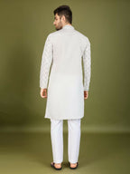 Vastranavya White Exclusive Festival Wear Viscose Silk Thread with Sequence Embroidered Work Kurta with Dupatta | Grocsy