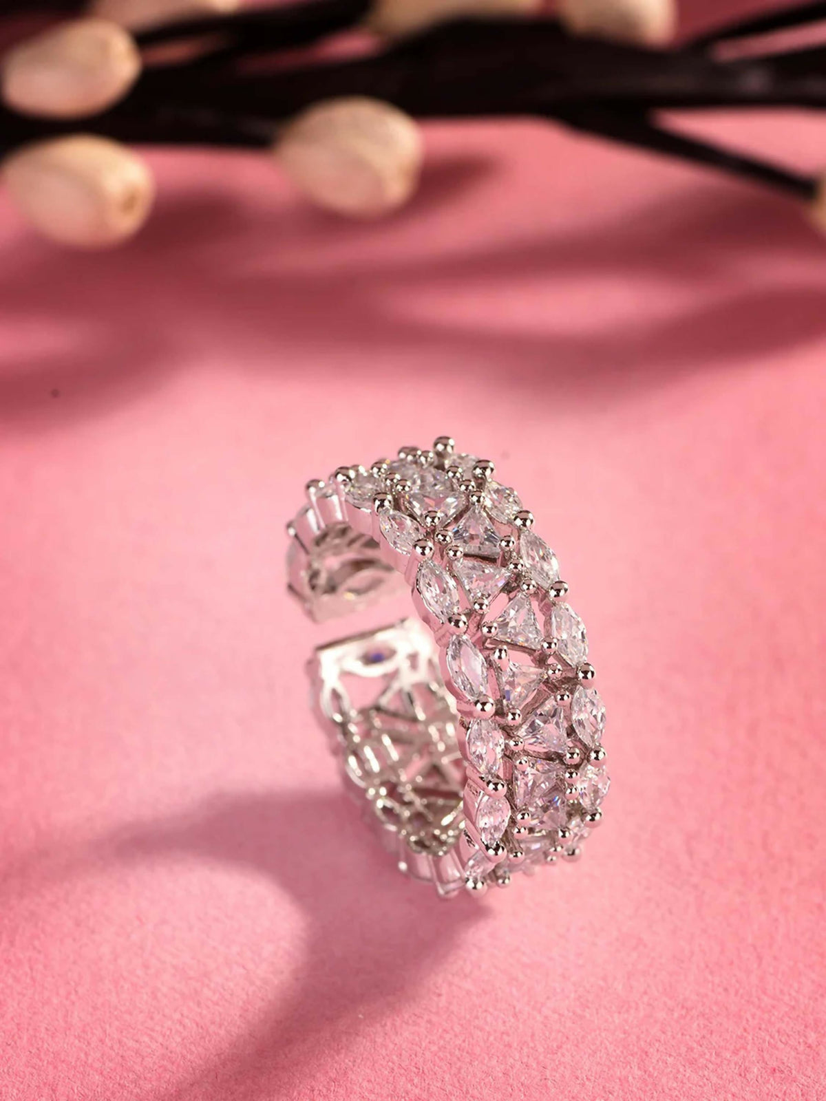 Joban Fashion Silver Brass Adjustable Ring | Grocsy