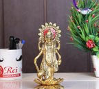 Kridaykraft Gold-Polished Narayan/Vishnu Standing On Lotus Metal Statue | Grocsy