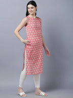 Myshka Stylish Pink Sleeveless Women's Kurta | Grocsy