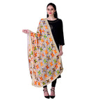 SWI Stylish Women's Embroidered Phulkari Chiffon White Dupatta | Grocsy