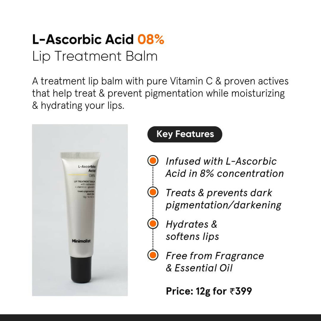 Minimalist 8% L-Ascorbic Acid Lip Treatment Balm | Grocsy