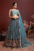 Wedding Designer Sky Chinon Silk Lehenga Choli - Anbazaar | Grocsy