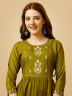 Jyoti Fashion Women's Mehendi Viscose Rayon Embroidered Casual Top | Grocsy