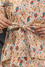 Women's Partywear Designer Cream & Multi Muslin co-ord set - Stylishta | Grocsy