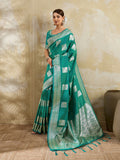 Shree Shyam Fashion Sea Green Silk Blend Saree | Grocsy