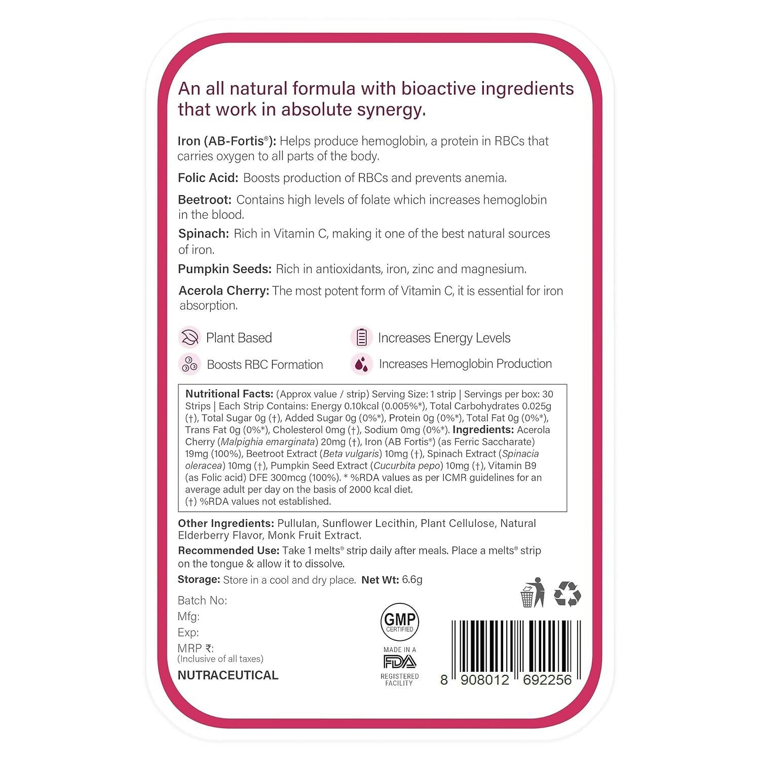 Wellbeing Nutrition Melts Restful Sleep & Melts Vital Iron Oral Strips Combo | Grocsy
