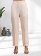 Joban Fashion Cream Linen Embroidered Readymade Long Kurta With Pant | Grocsy