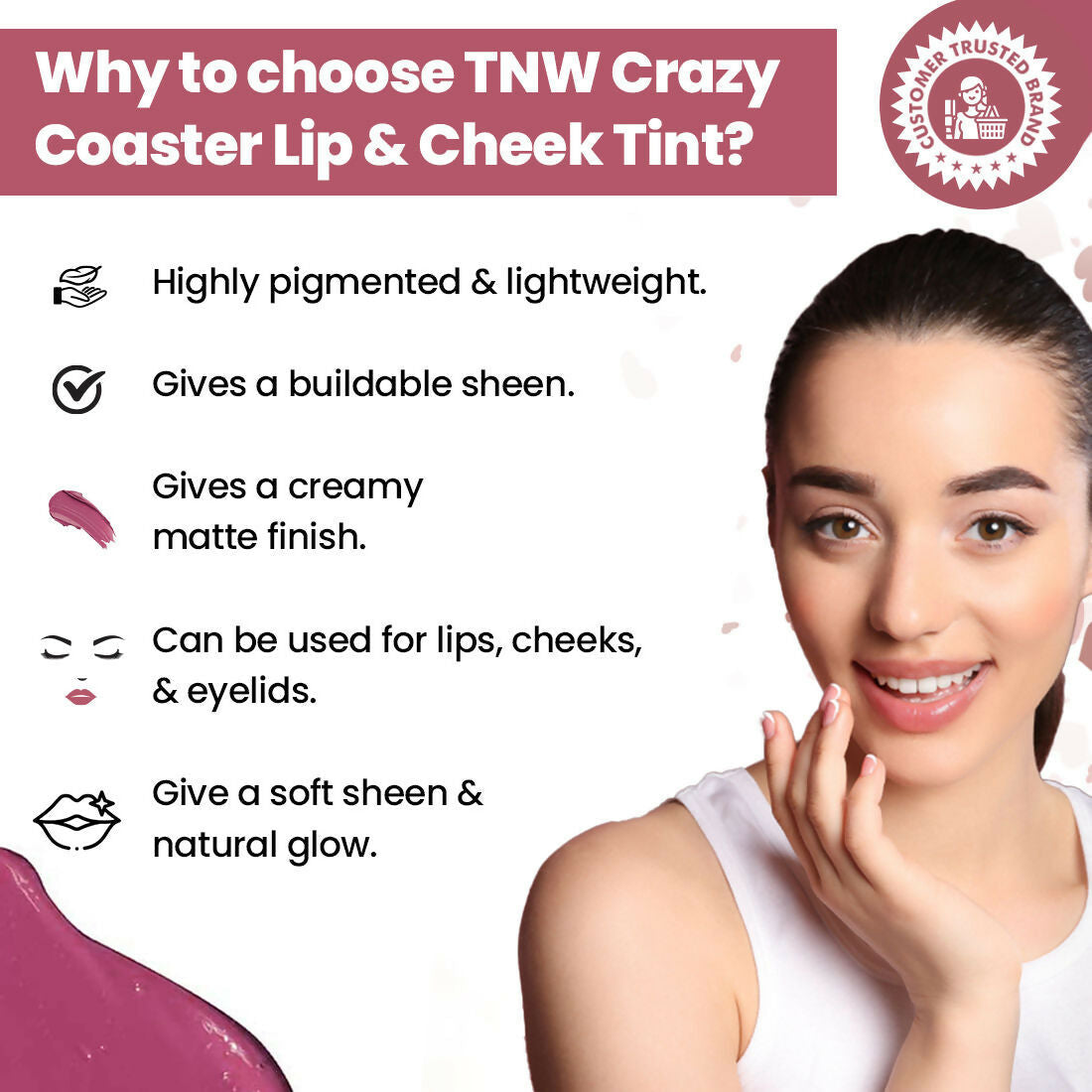 The Natural Wash Crazy Coaster Lip & Cheek Tint with Grape Seed Oil | Grocsy