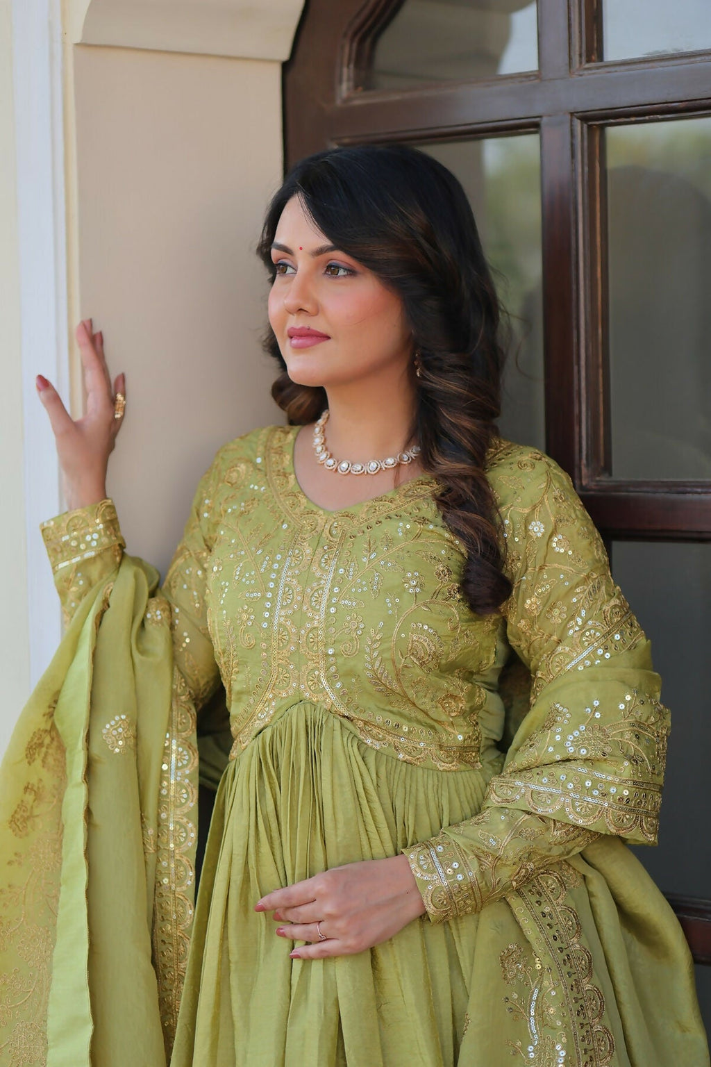 Joban Fashion Pista Crush Sequence Embroidery Work Kurta Set | Grocsy