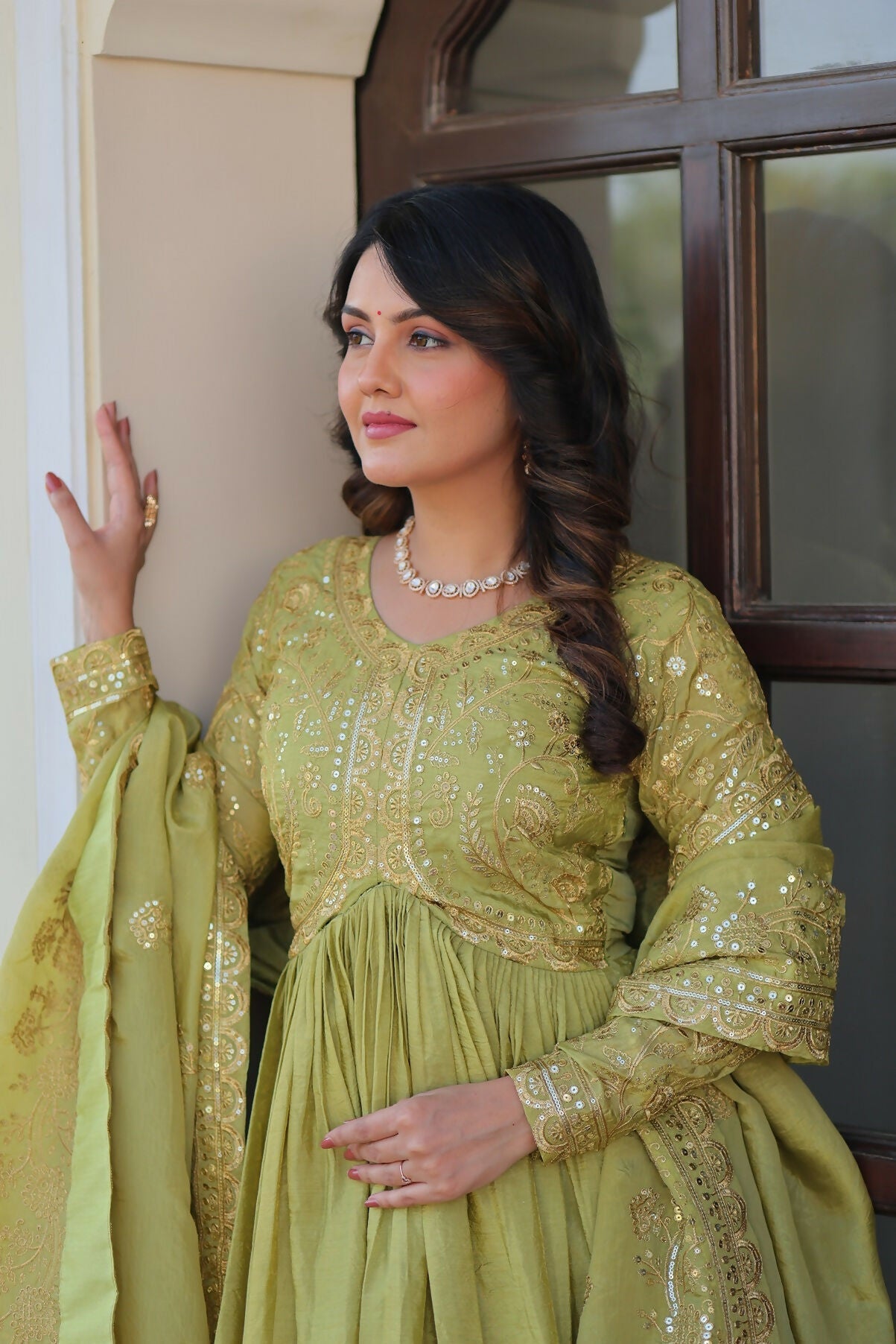 Joban Fashion Pista Crush Sequence Embroidery Work Kurta Set | Grocsy