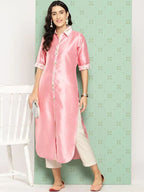Ahalyaa Women's Traditional wear Kurta - Pink | Grocsy