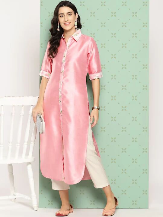 Ahalyaa Women's Traditional wear Kurta - Pink | Grocsy