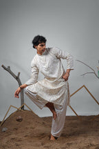 Off White Viscose Designer Embroidery Work Kurta Set - Mahotsav | Grocsy