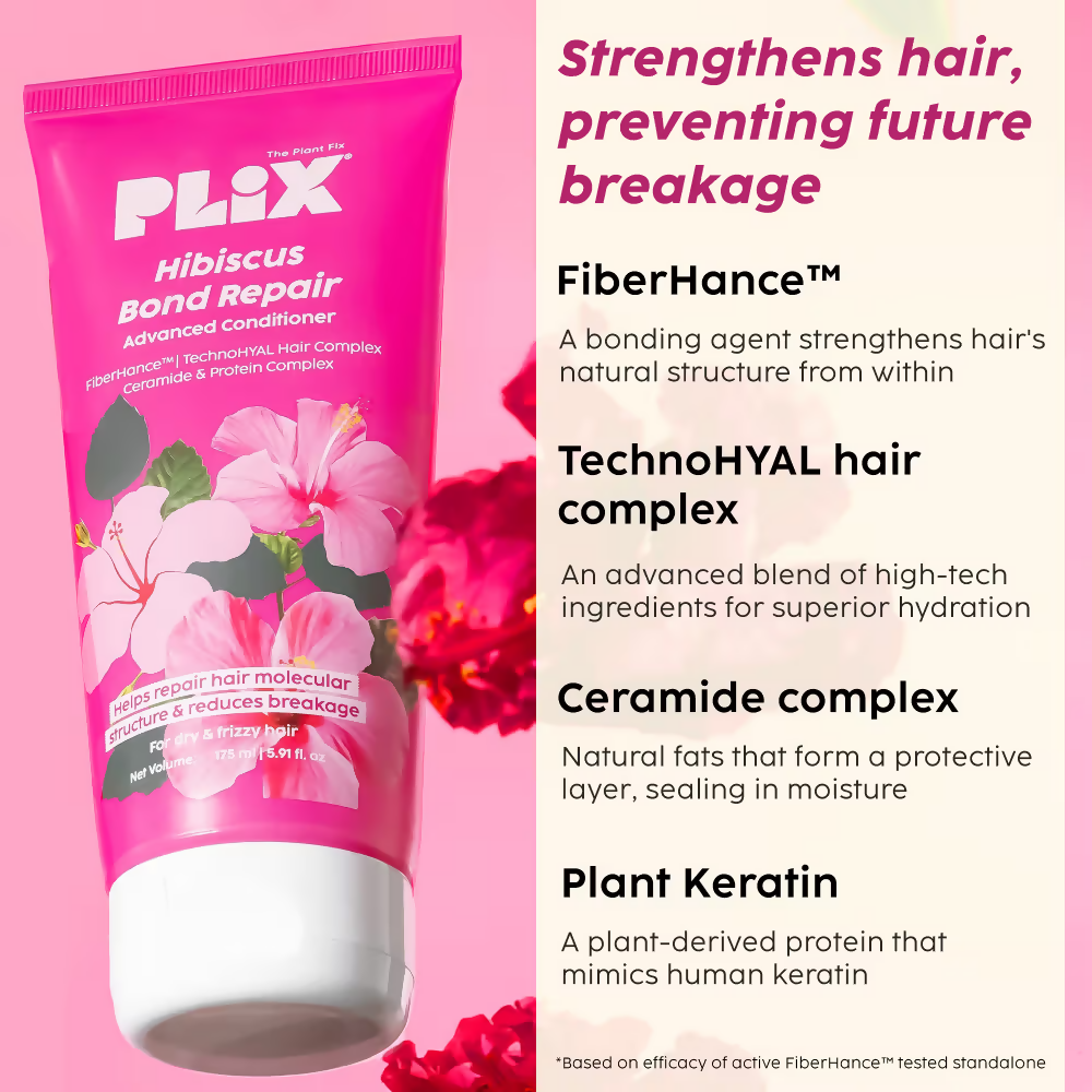 PLIX The Plant Fix Hibiscus Bond Repair Advanced Shampoo + Conditioner | Grocsy