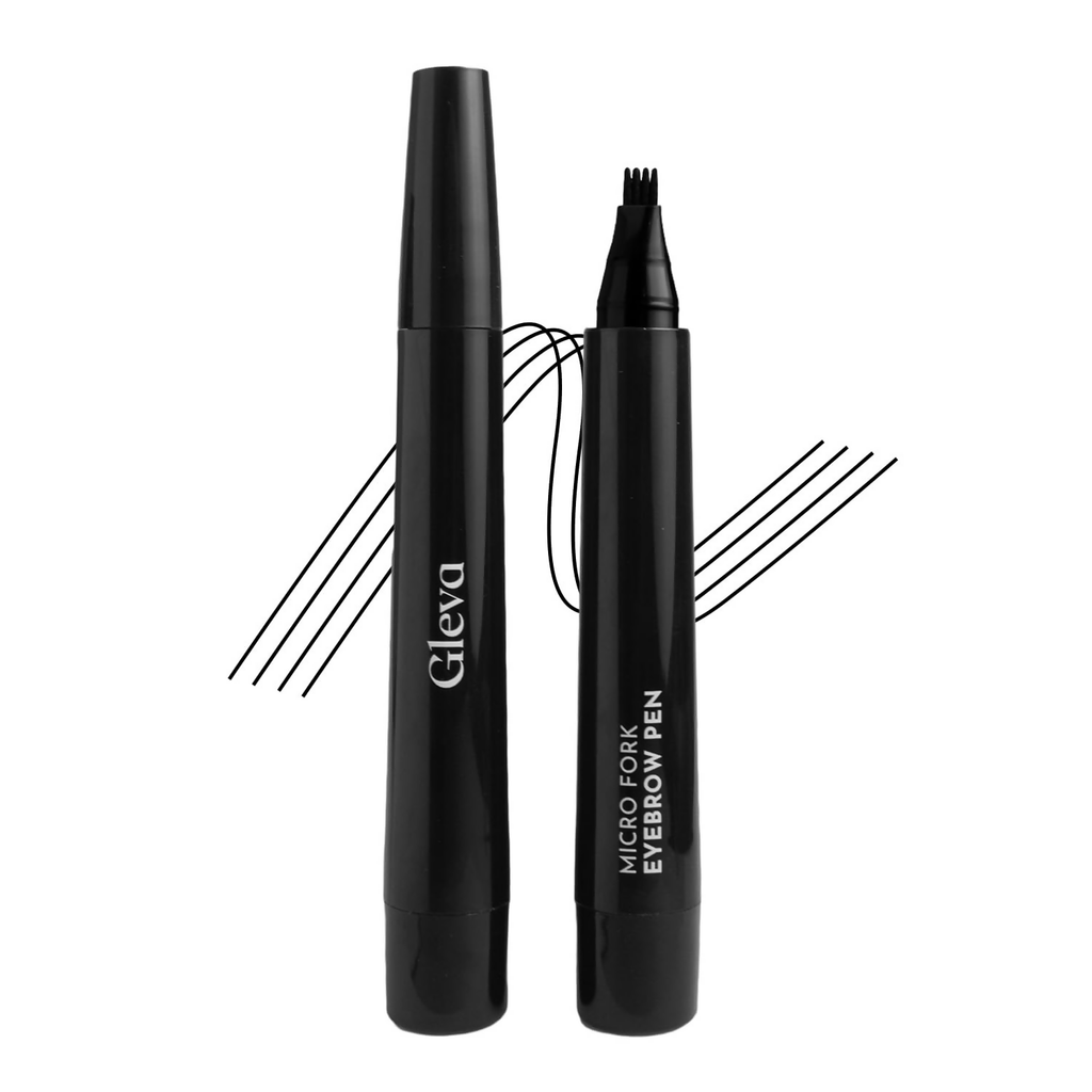 Gleva Eyebrow Pen with 4 Micro-Fork Tip Applicator - Black | Grocsy