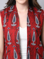 Even Apparels Maroon 100% Viscose Rayon Open Front Gillet | Grocsy