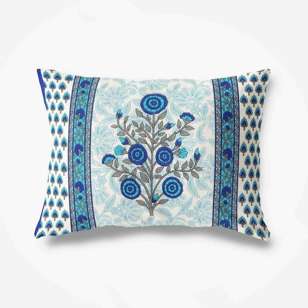 Floral Print Queen Size 90x108 Inches Jaipuri Flat Bed Sheet Bedspread with 2 Pillowcases | Grocsy