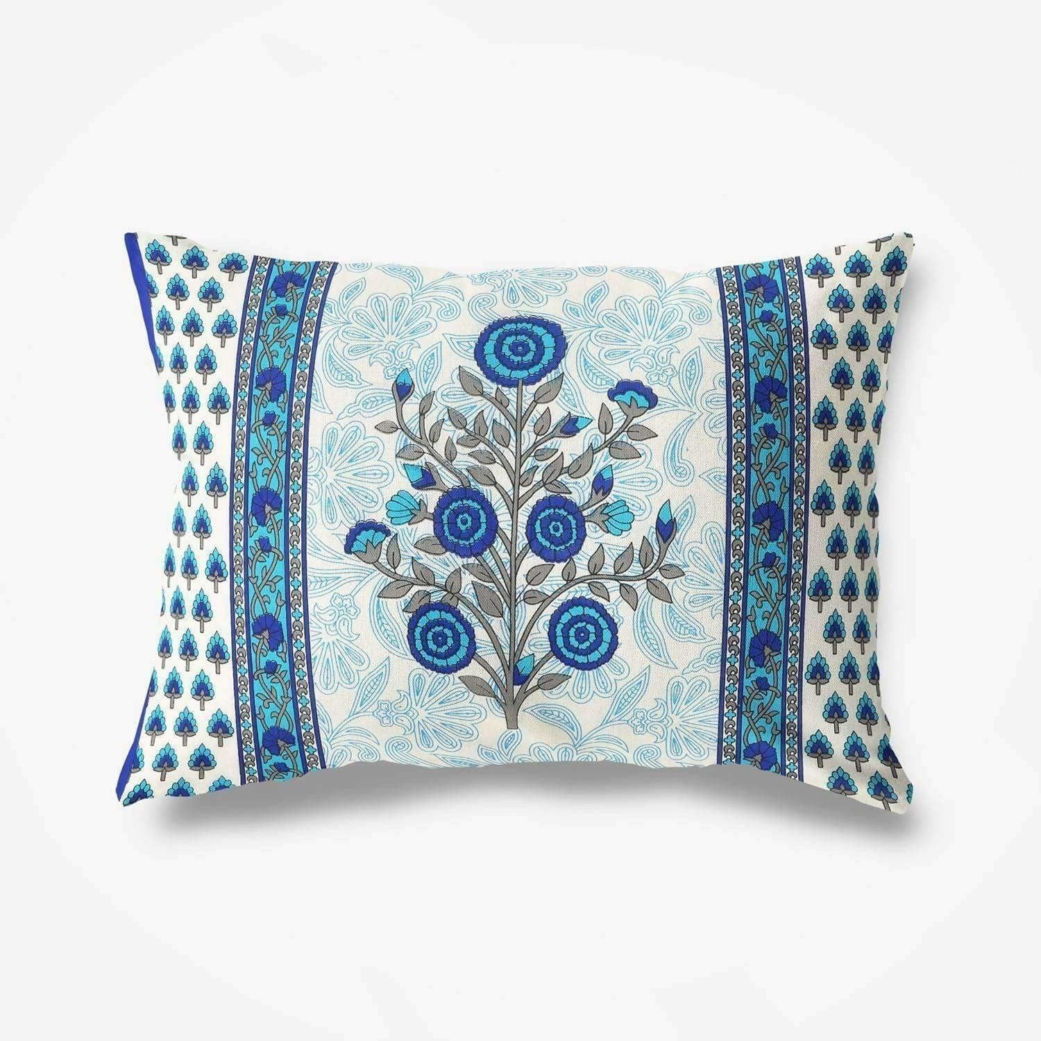 Floral Print Queen Size 90x108 Inches Jaipuri Flat Bed Sheet Bedspread with 2 Pillowcases | Grocsy