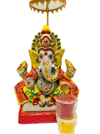 Eco-Friendly Ganesh Idols (Non-Toxic Colors) With Chatri, Kumkum & Akshat | Grocsy