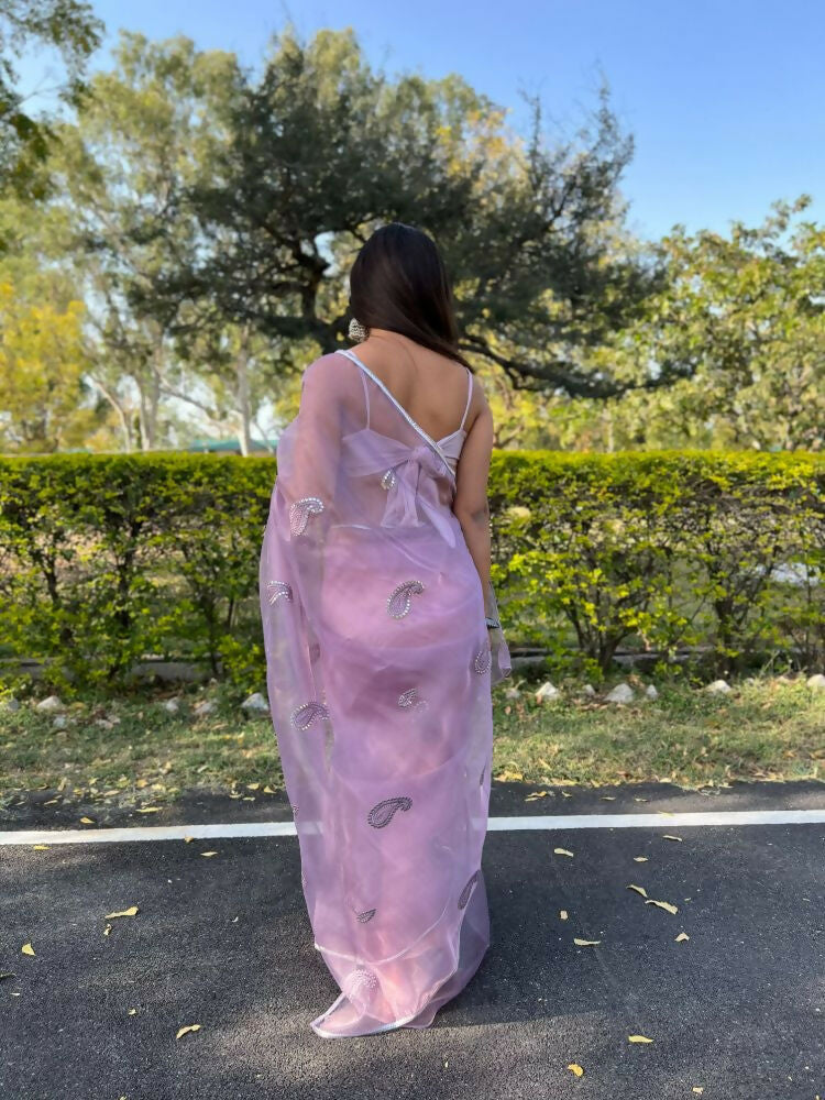 Vamsee Samriddhi Purple Organza Saree | Grocsy