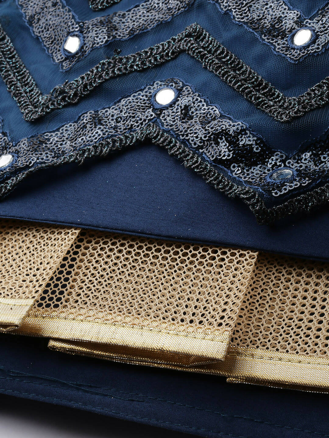 House of Panchhi Navy Blue Net Semi Stitched Coding, Sequins and Mirror work Lehenga Choli | Grocsy