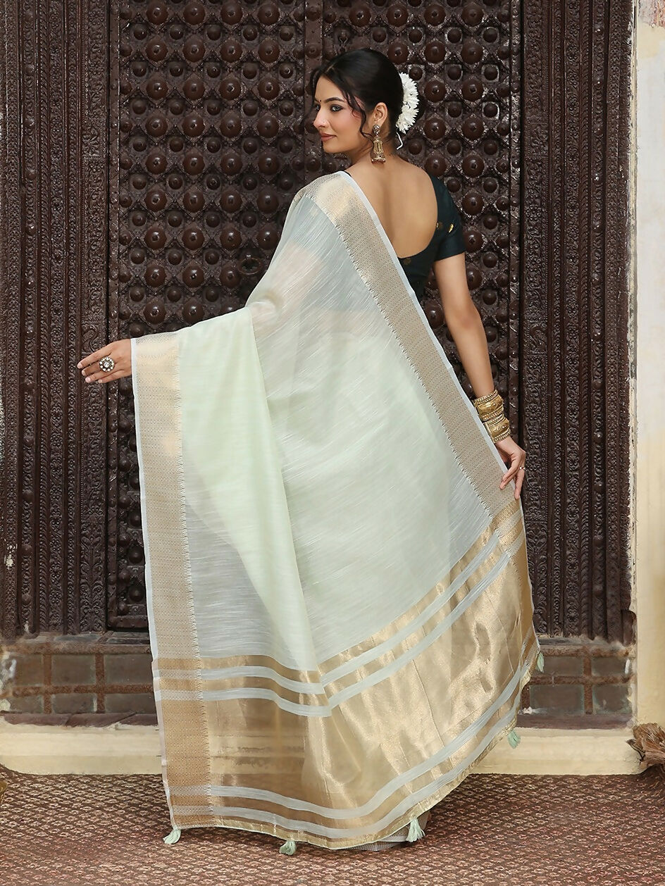 Shree Shyam Fashion Light Green Cotton Saree | Grocsy