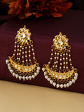 NVR Women Gold-Polished Kundan Chandbali Earrings | Grocsy