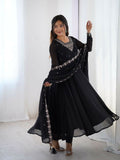 Joban Fashion Black Kurta Set Georgette Sequence Embroidery Work | Grocsy
