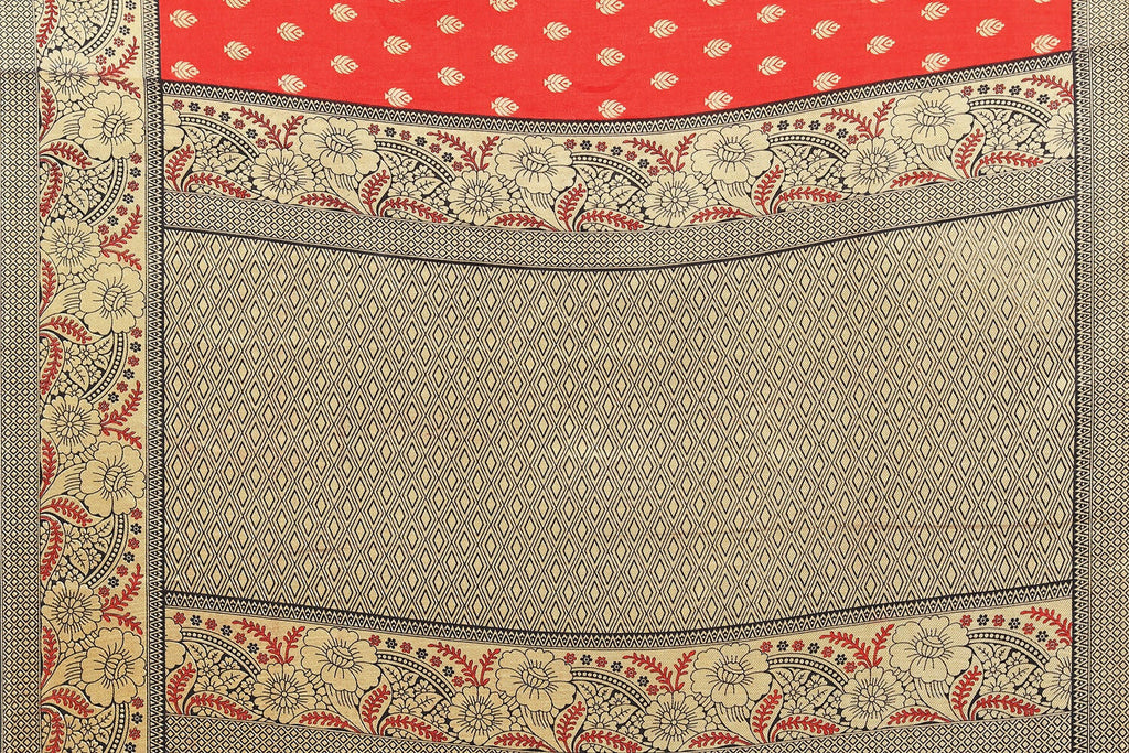 Vamika Red Printed Art Silk Saree | Grocsy