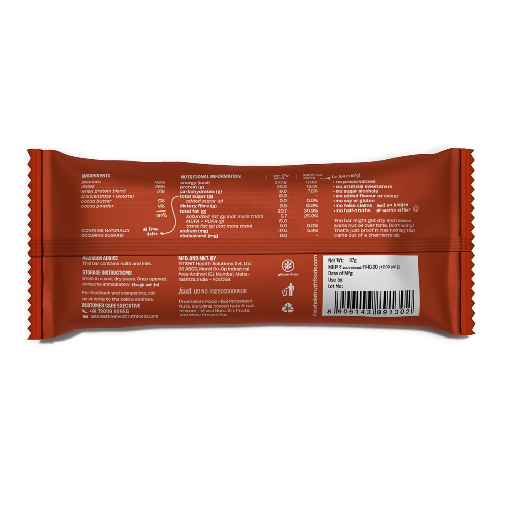 The Whole Truth High Protein Peanut Cocoa Protein Bar | Grocsy