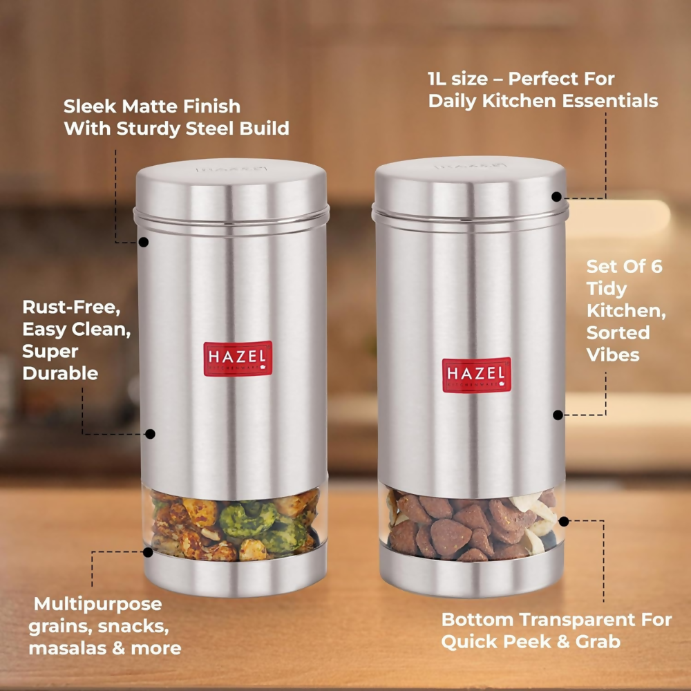 Hazel Stainless Steel Kitchen Containers | Grocsy