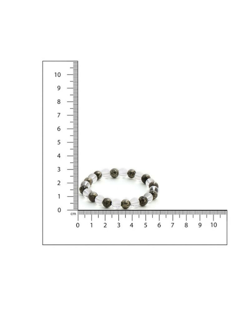 Clear Quatrz & Pyrite Black and White Beads Bracelet - Ruby Raang | Grocsy